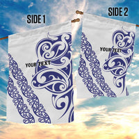 All White Maori Tribal Tattoo Personalised Garden Flag Dark Blue Polynesian Style LT9 - Polynesian Pride