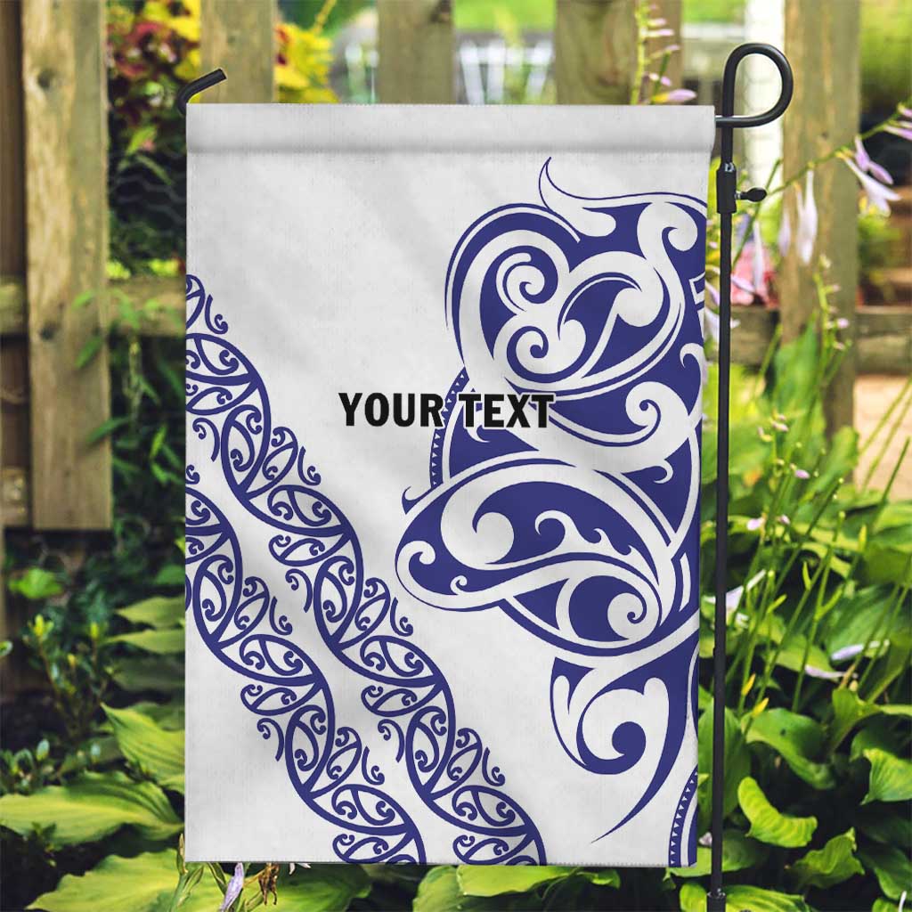 All White Maori Tribal Tattoo Personalised Garden Flag Dark Blue Polynesian Style LT9 Garden Flag Blue - Polynesian Pride