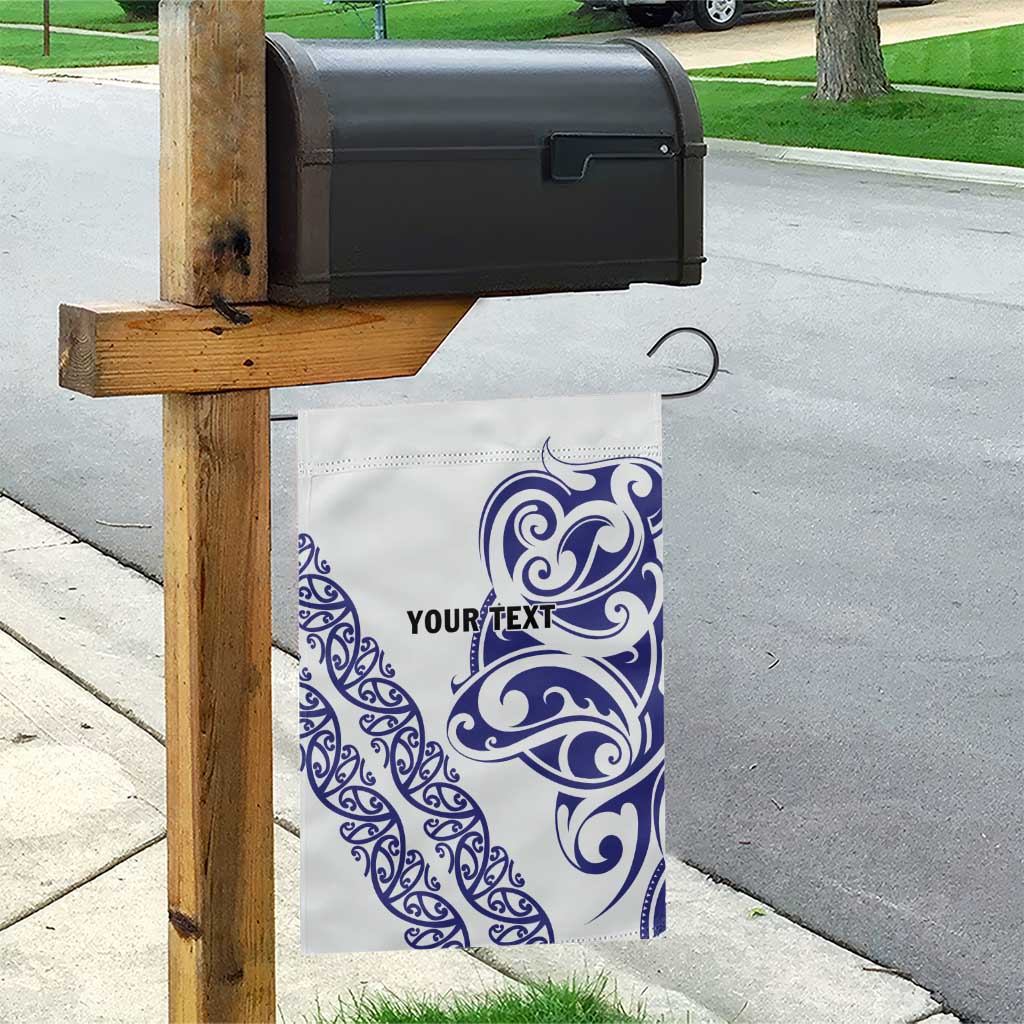 All White Maori Tribal Tattoo Personalised Garden Flag Dark Blue Polynesian Style LT9 - Polynesian Pride