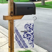 All White Maori Tribal Tattoo Personalised Garden Flag Dark Blue Polynesian Style LT9 - Polynesian Pride