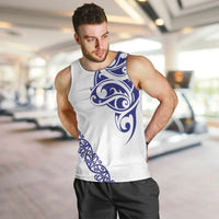 All White Maori Tribal Tattoo Personalised Men Tank Top Dark Blue Polynesian Style LT9 Blue - Polynesian Pride