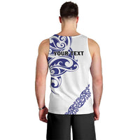 All White Maori Tribal Tattoo Personalised Men Tank Top Dark Blue Polynesian Style LT9 - Polynesian Pride