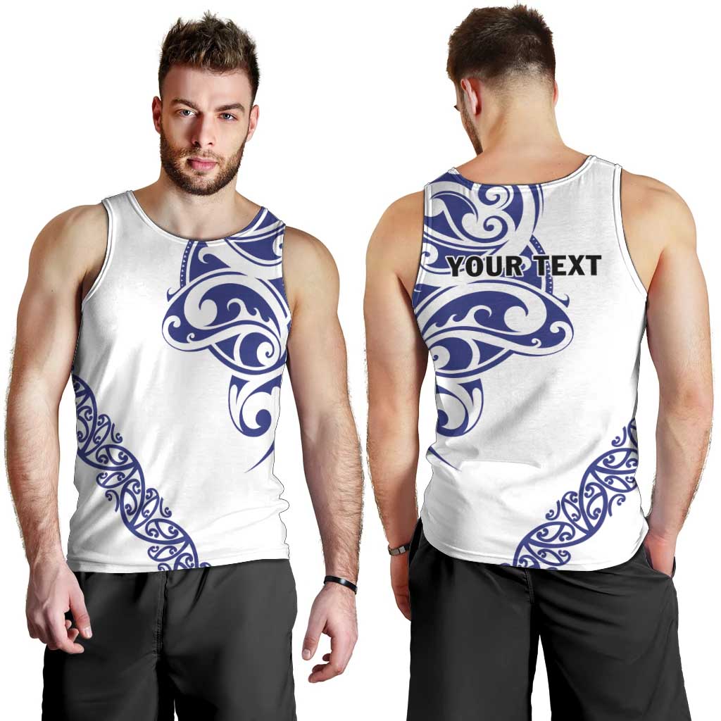 All White Maori Tribal Tattoo Personalised Men Tank Top Dark Blue Polynesian Style LT9 - Polynesian Pride