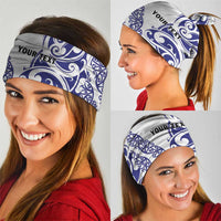 All White Maori Tribal Tattoo Personalised Neck Gaiter Dark Blue Polynesian Style LT9