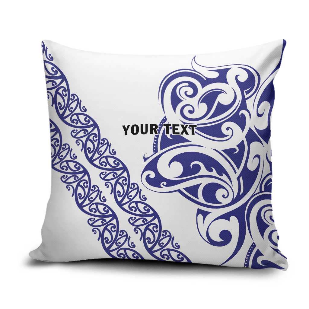 All White Maori Tribal Tattoo Personalised Pillow Cover Dark Blue Polynesian Style - Polynesian Pride