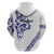All White Maori Tribal Tattoo Personalised Zip Hoodie Dark Blue Polynesian Style - Polynesian Pride