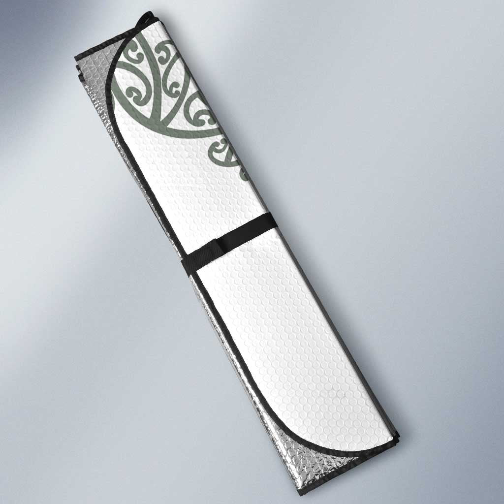 All White Maori Tribal Tattoo Personalised Auto Sun Shade Moss Green Polynesian Style - Polynesian Pride
