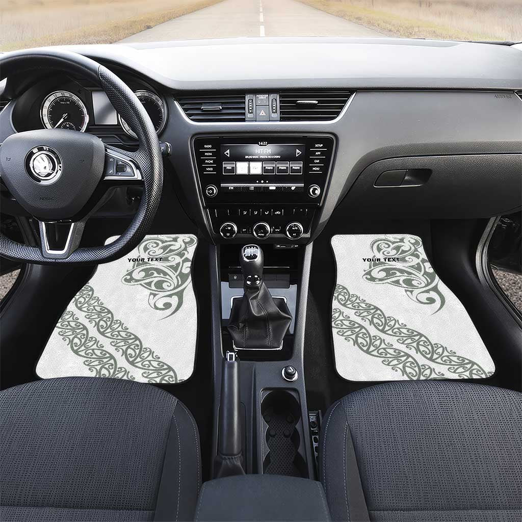 All White Maori Tribal Tattoo Personalised Car Mats Moss Green Polynesian Style - Polynesian Pride