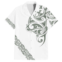 All White Maori Tribal Tattoo Personalised Family Matching Long Sleeve Bodycon Dress and Hawaiian Shirt Moss Green Polynesian Style LT9 Dad's Shirt - Short Sleeve Green - Polynesian Pride