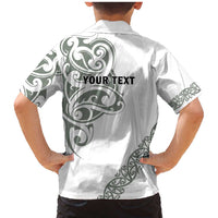 All White Maori Tribal Tattoo Personalised Family Matching Mermaid Dress and Hawaiian Shirt Moss Green Polynesian Style LT9 - Polynesian Pride
