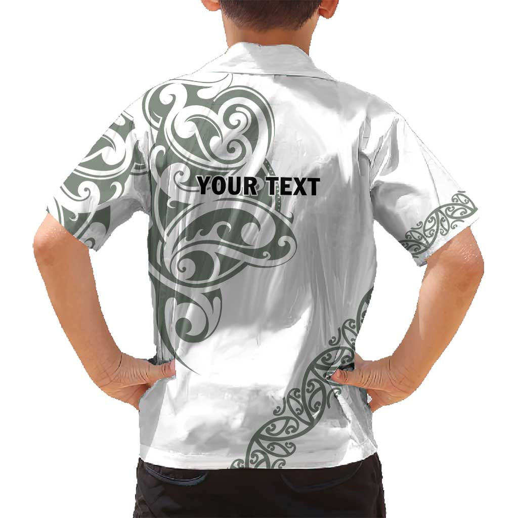 All White Maori Tribal Tattoo Personalised Family Matching Tank Maxi Dress and Hawaiian Shirt Moss Green Polynesian Style LT9 - Polynesian Pride