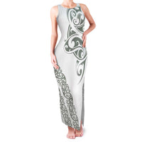All White Maori Tribal Tattoo Personalised Family Matching Tank Maxi Dress and Hawaiian Shirt Moss Green Polynesian Style LT9 Mom's Dress Green - Polynesian Pride