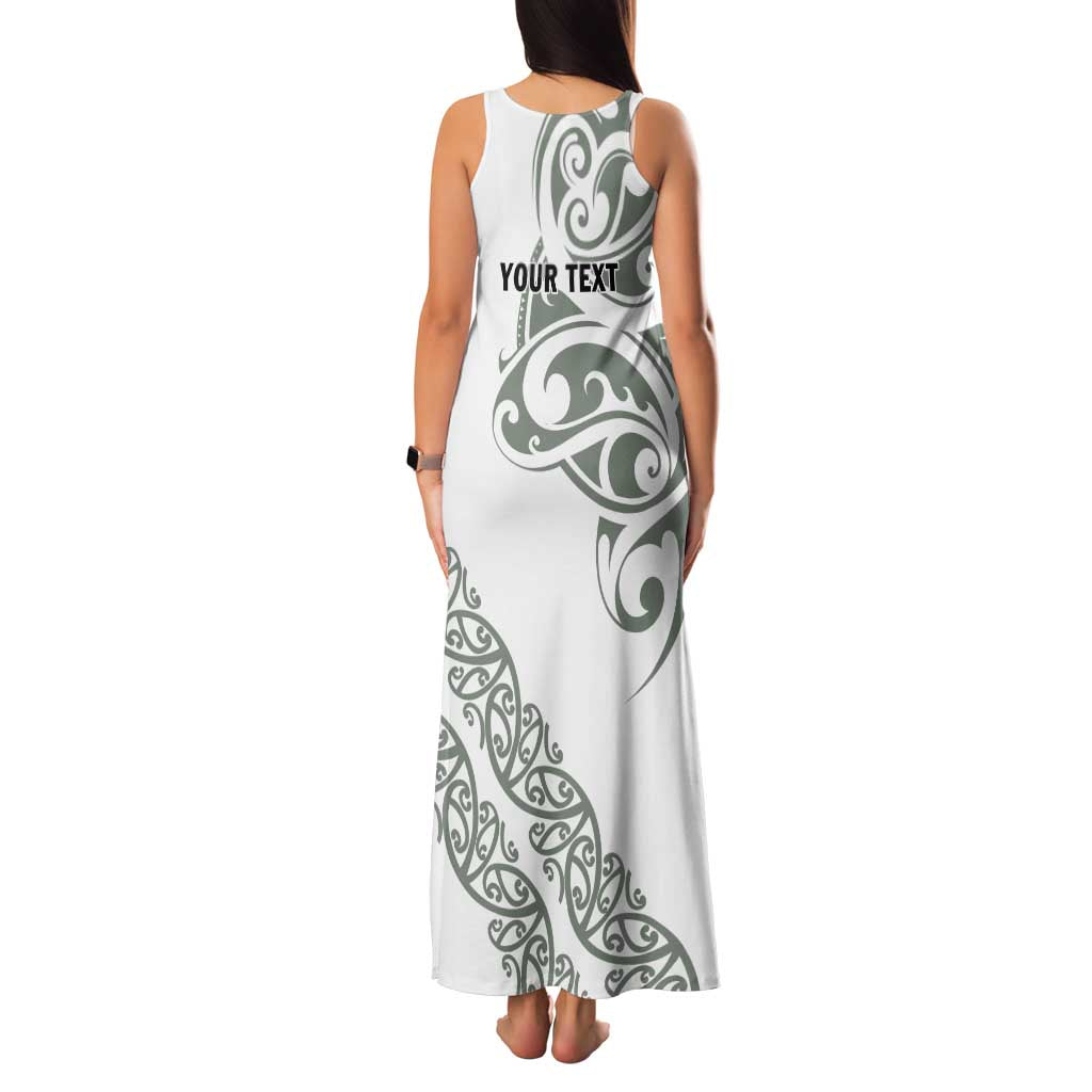 All White Maori Tribal Tattoo Personalised Family Matching Tank Maxi Dress and Hawaiian Shirt Moss Green Polynesian Style LT9 - Polynesian Pride