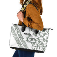 All White Maori Tribal Tattoo Personalised Leather Tote Bag Moss Green Polynesian Style LT9 Green - Polynesian Pride