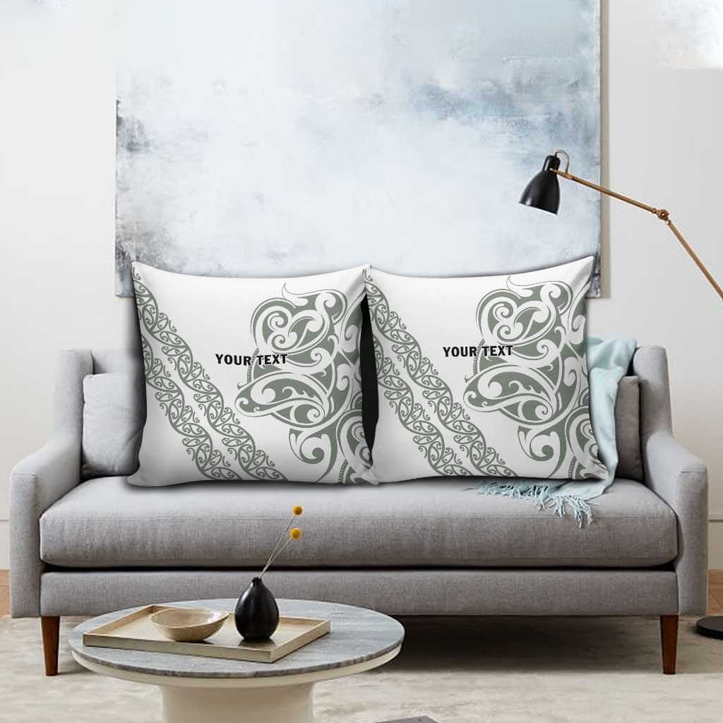 All White Maori Tribal Tattoo Personalised Pillow Cover Moss Green Polynesian Style LT9 - Polynesian Pride