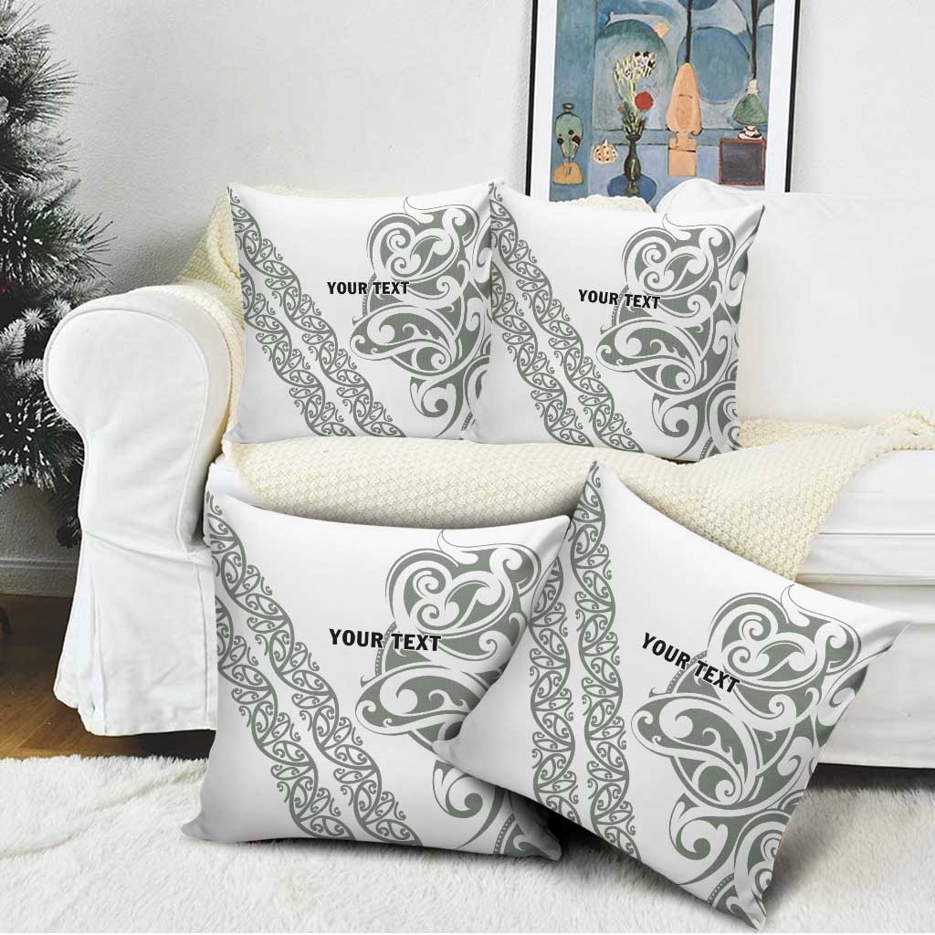 All White Maori Tribal Tattoo Personalised Pillow Cover Moss Green Polynesian Style LT9 - Polynesian Pride
