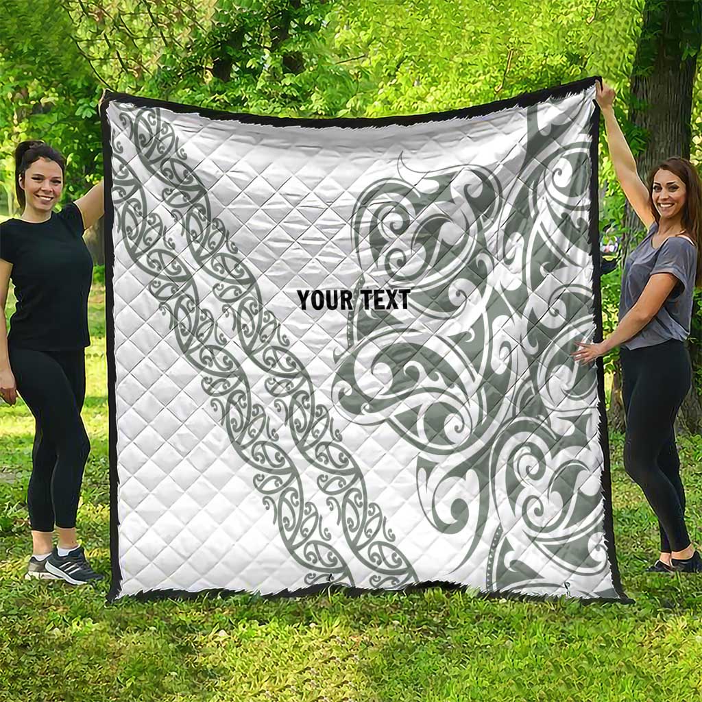 All White Maori Tribal Tattoo Personalised Quilt Moss Green Polynesian Style LT9 - Polynesian Pride
