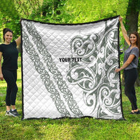 All White Maori Tribal Tattoo Personalised Quilt Moss Green Polynesian Style LT9 - Polynesian Pride