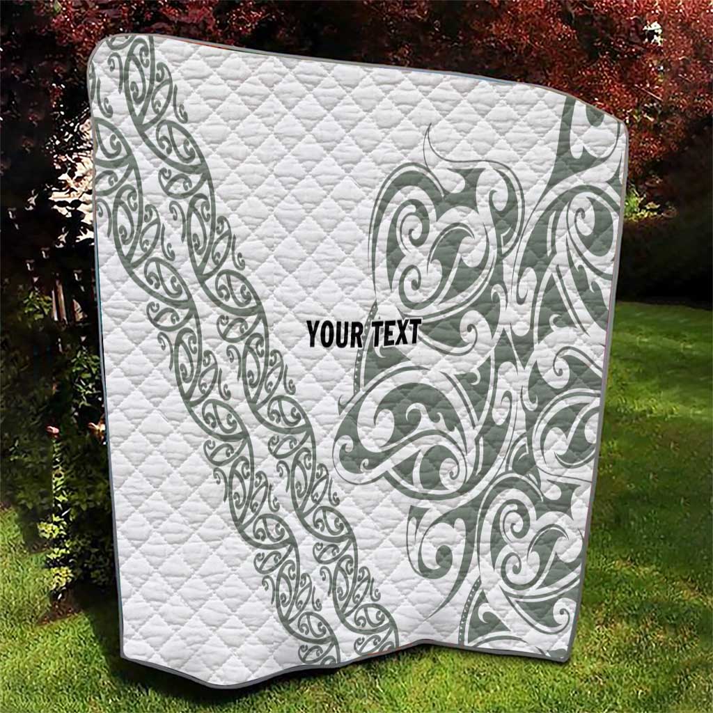 All White Maori Tribal Tattoo Personalised Quilt Moss Green Polynesian Style LT9 - Polynesian Pride