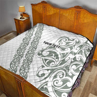 All White Maori Tribal Tattoo Personalised Quilt Moss Green Polynesian Style LT9 - Polynesian Pride