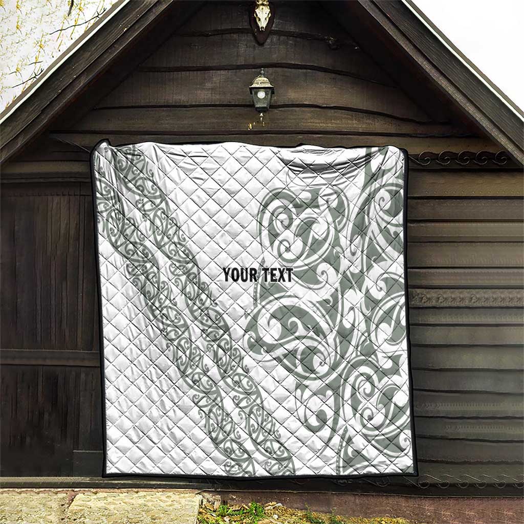All White Maori Tribal Tattoo Personalised Quilt Moss Green Polynesian Style LT9 - Polynesian Pride