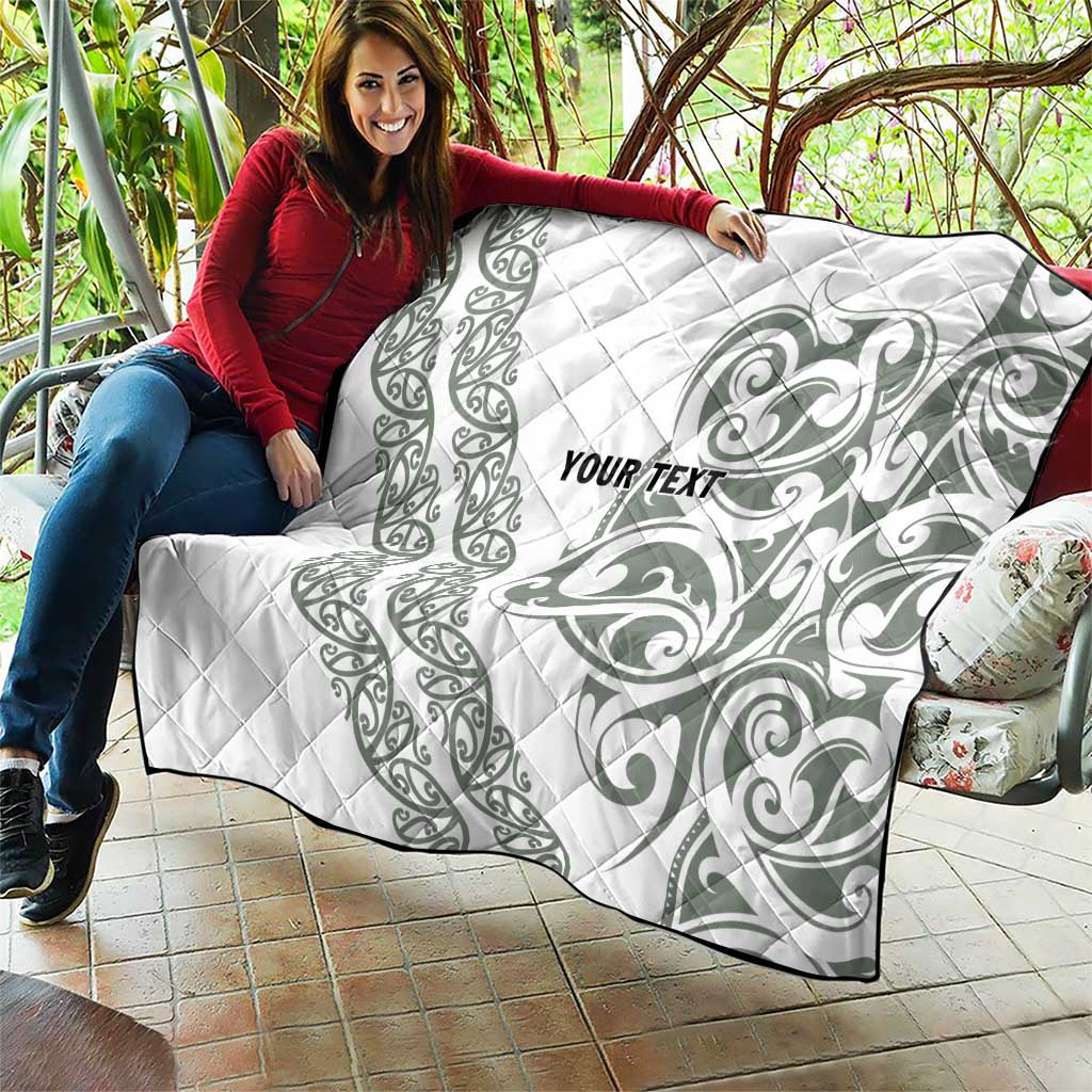 All White Maori Tribal Tattoo Personalised Quilt Moss Green Polynesian Style LT9 - Polynesian Pride