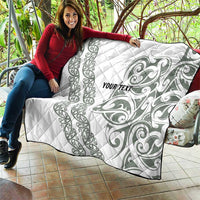 All White Maori Tribal Tattoo Personalised Quilt Moss Green Polynesian Style LT9 - Polynesian Pride
