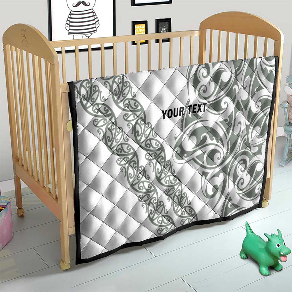 All White Maori Tribal Tattoo Personalised Quilt Moss Green Polynesian Style LT9 - Polynesian Pride