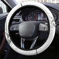 All White Maori Tribal Tattoo Steering Wheel Cover Moss Green Polynesian Style - Polynesian Pride
