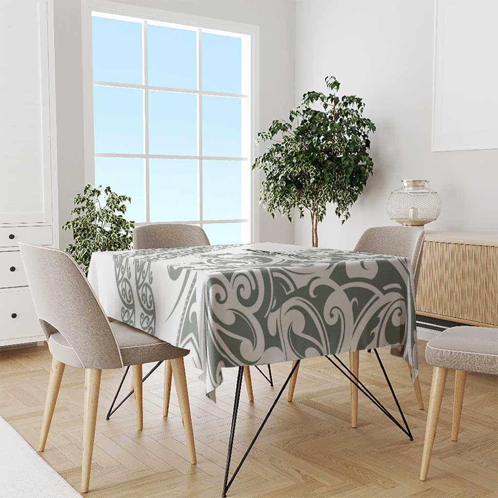 All White Maori Tribal Tattoo Personalised Tablecloth Moss Green Polynesian Style - Polynesian Pride
