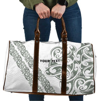 All White Maori Tribal Tattoo Personalised Travel Bag Moss Green Polynesian Style - Polynesian Pride