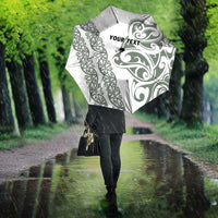 All White Maori Tribal Tattoo Personalised Umbrella Moss Green Polynesian Style - Polynesian Pride