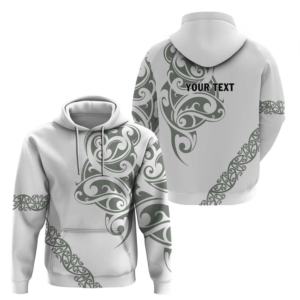 All White Maori Tribal Tattoo Personalised Zip Hoodie Moss Green Polynesian Style - Polynesian Pride