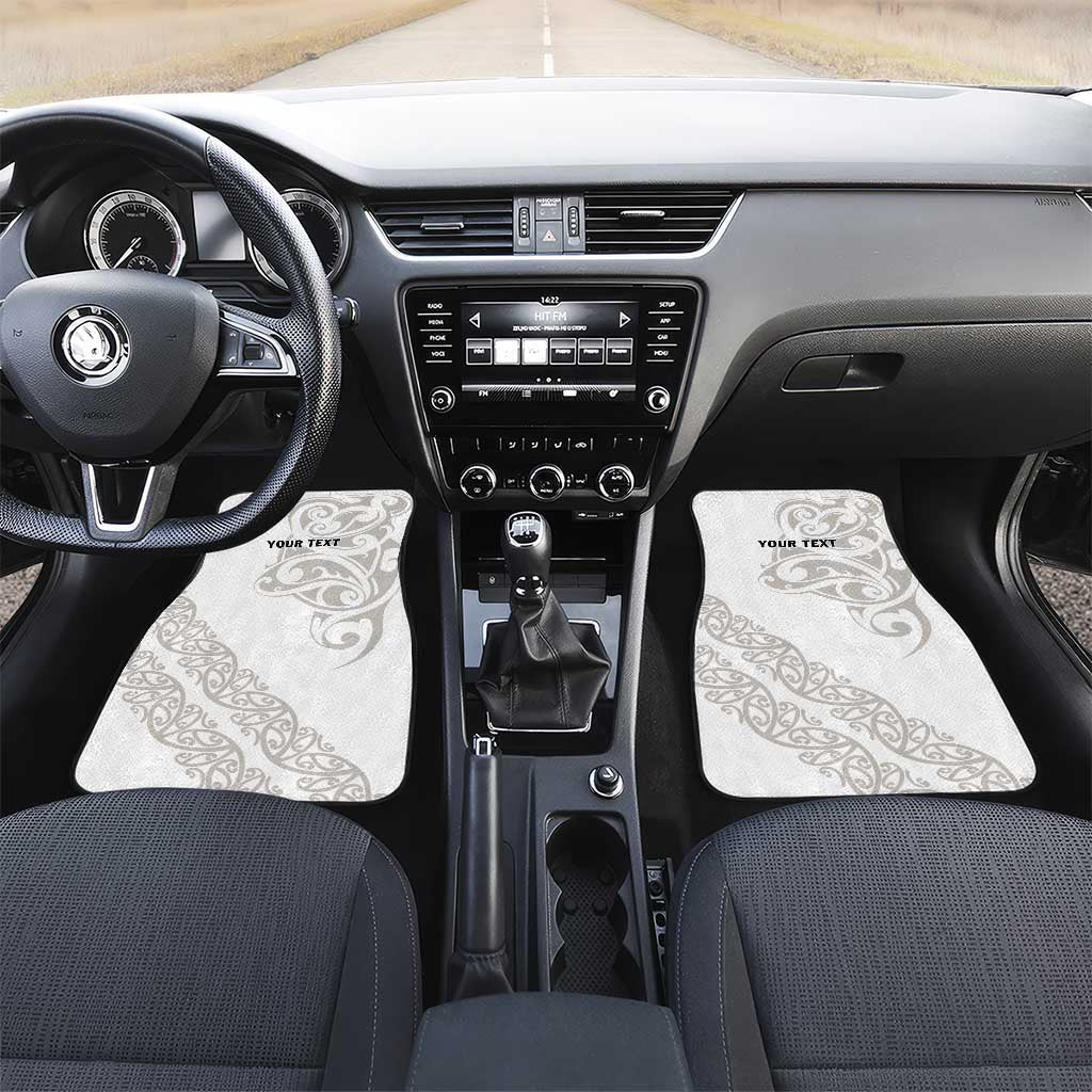 All White Maori Tribal Tattoo Personalised Car Mats Stone Gray Polynesian Style - Polynesian Pride