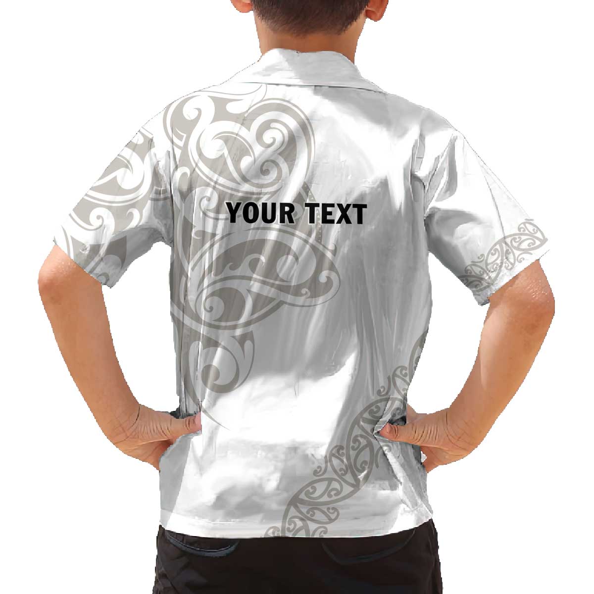All White Maori Tribal Tattoo Personalised Family Matching Off The Shoulder Long Sleeve Dress and Hawaiian Shirt Stone Gray Polynesian Style LT9 - Polynesian Pride