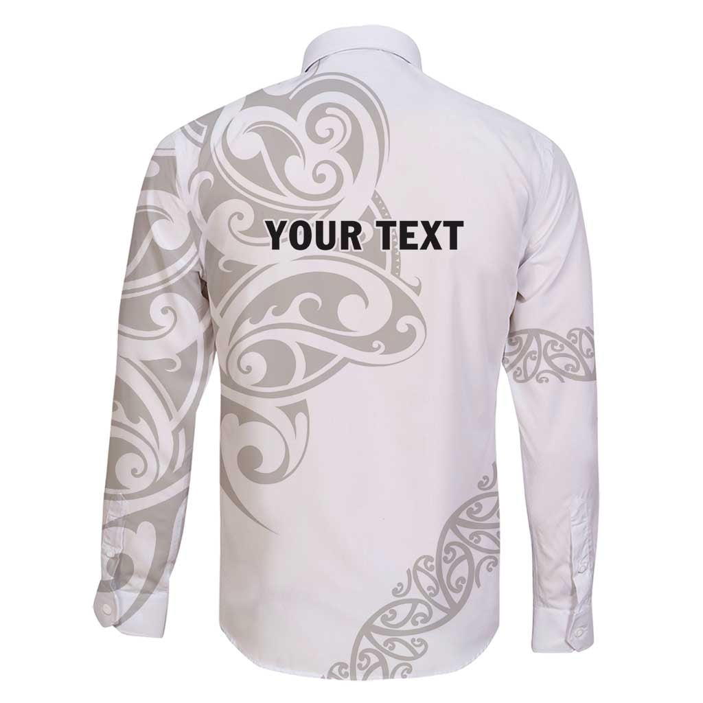 All White Maori Tribal Tattoo Personalised Family Matching Off Shoulder Maxi Dress and Hawaiian Shirt Stone Gray Polynesian Style LT9 - Polynesian Pride