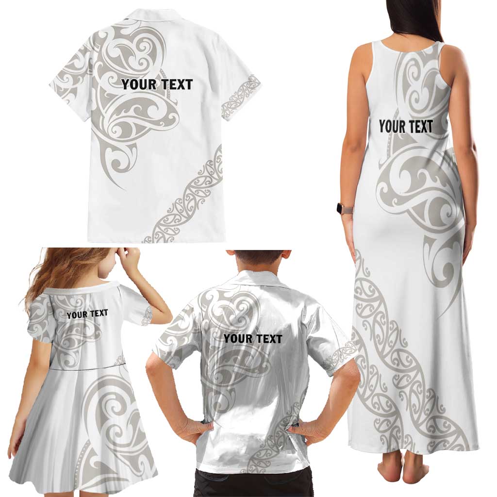 All White Maori Tribal Tattoo Personalised Family Matching Tank Maxi Dress and Hawaiian Shirt Stone Gray Polynesian Style LT9 - Polynesian Pride