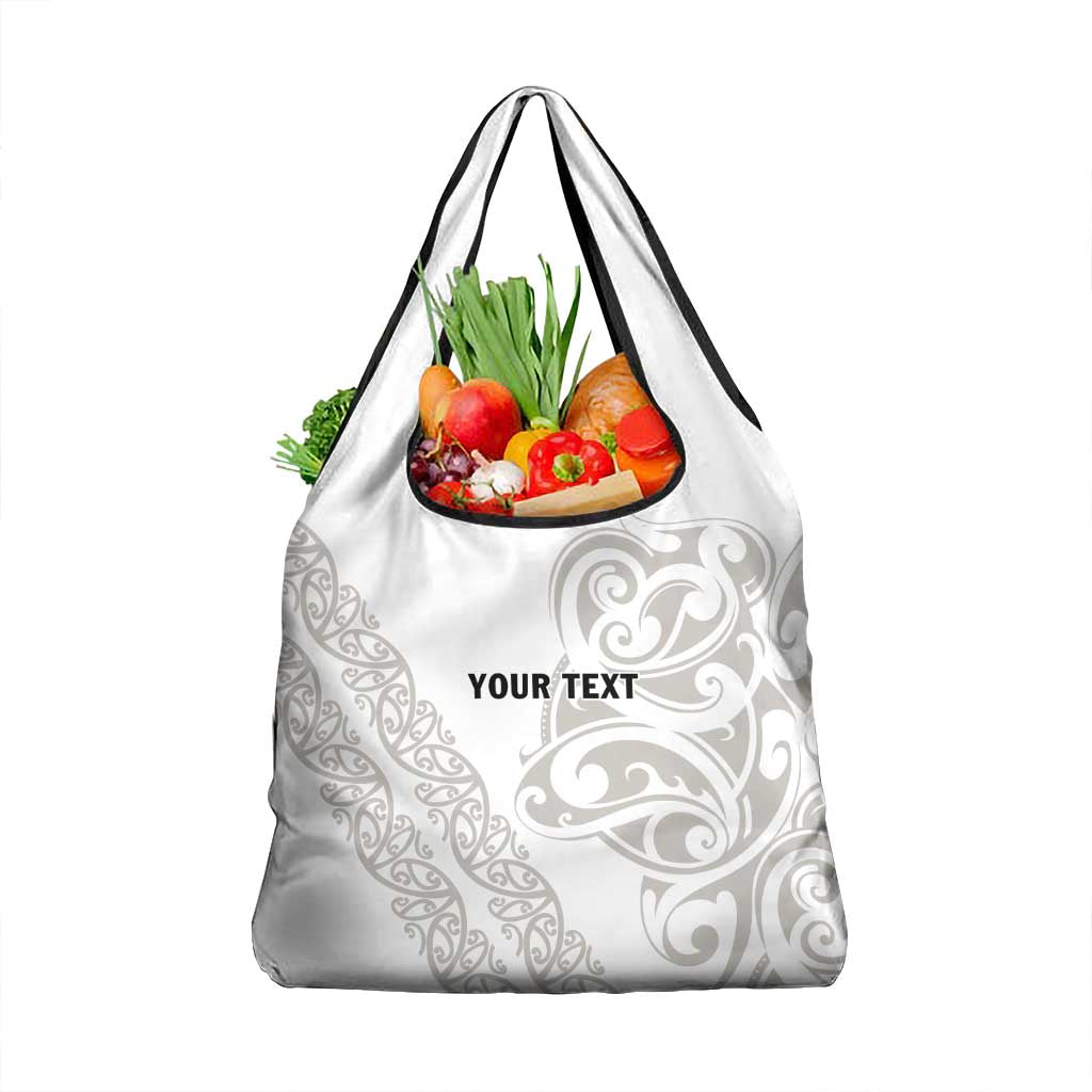 All White Maori Tribal Tattoo Personalised Grocery Bag Stone Gray Polynesian Style LT9 1-pack One Size Gray - Polynesian Pride