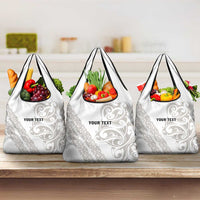 All White Maori Tribal Tattoo Personalised Grocery Bag Stone Gray Polynesian Style LT9 3-pack One Size Gray - Polynesian Pride