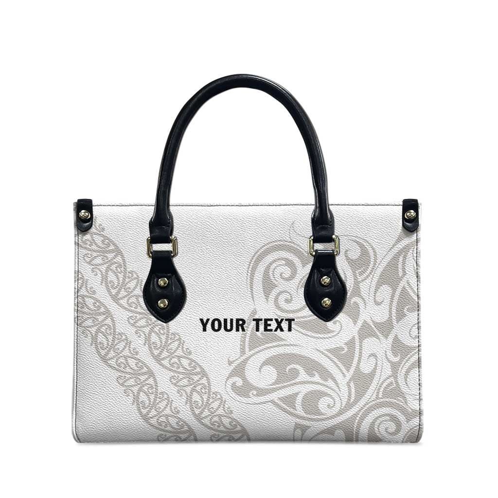 All White Maori Tribal Tattoo Personalised Leather Bag Stone Gray Polynesian Style LT9 - Polynesian Pride