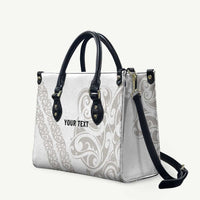 All White Maori Tribal Tattoo Personalised Leather Bag Stone Gray Polynesian Style LT9 - Polynesian Pride