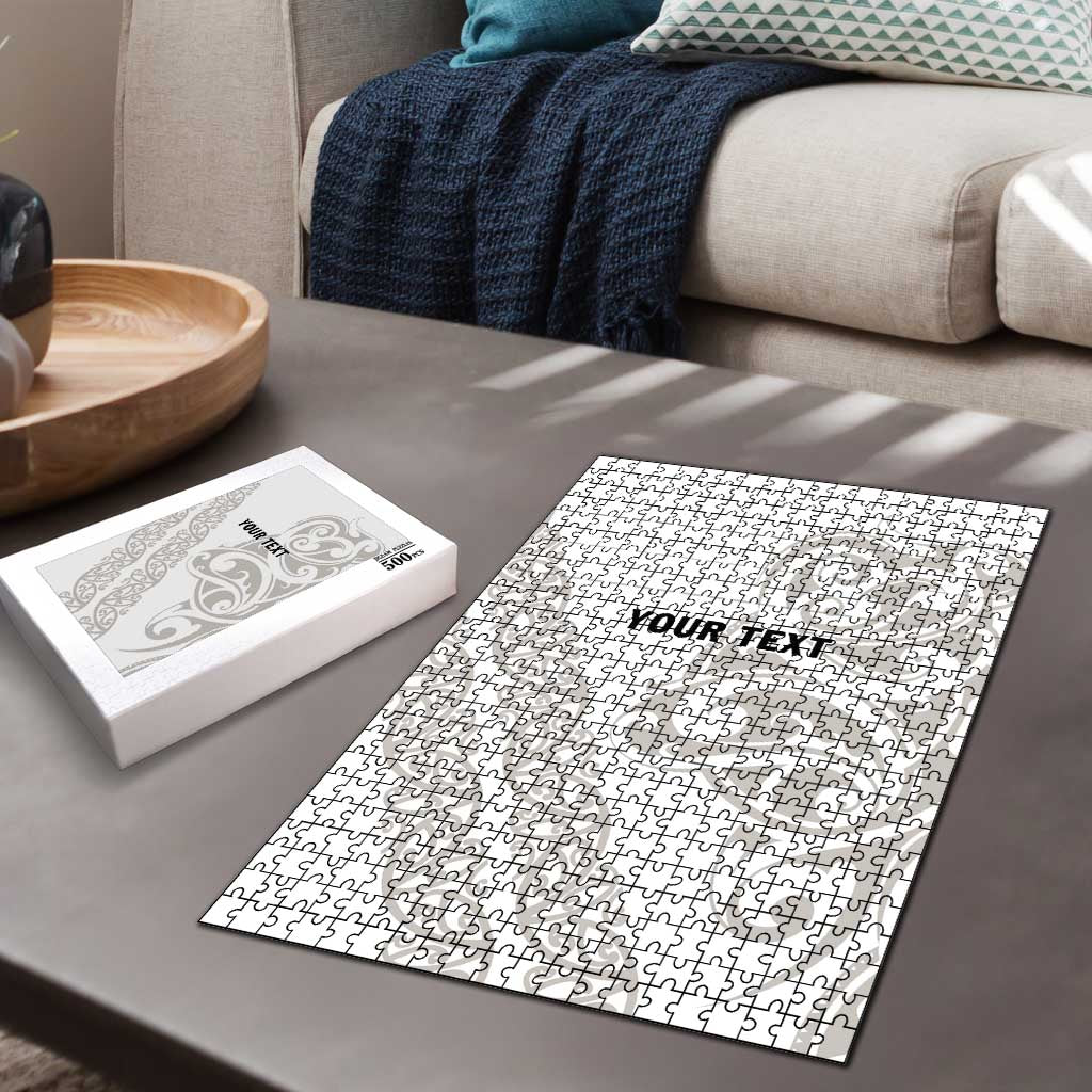 All White Maori Tribal Tattoo Personalised Puzzle Stone Gray Polynesian Style - Polynesian Pride