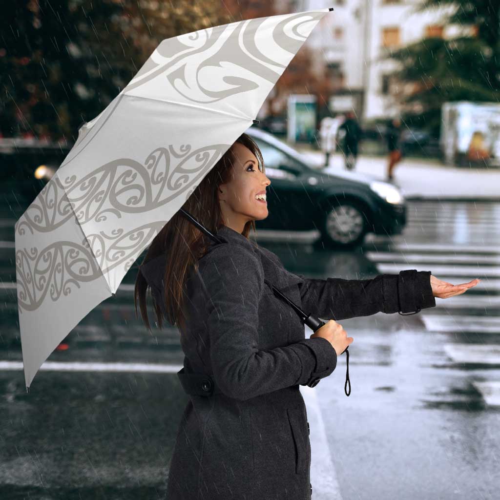All White Maori Tribal Tattoo Personalised Umbrella Stone Gray Polynesian Style - Polynesian Pride