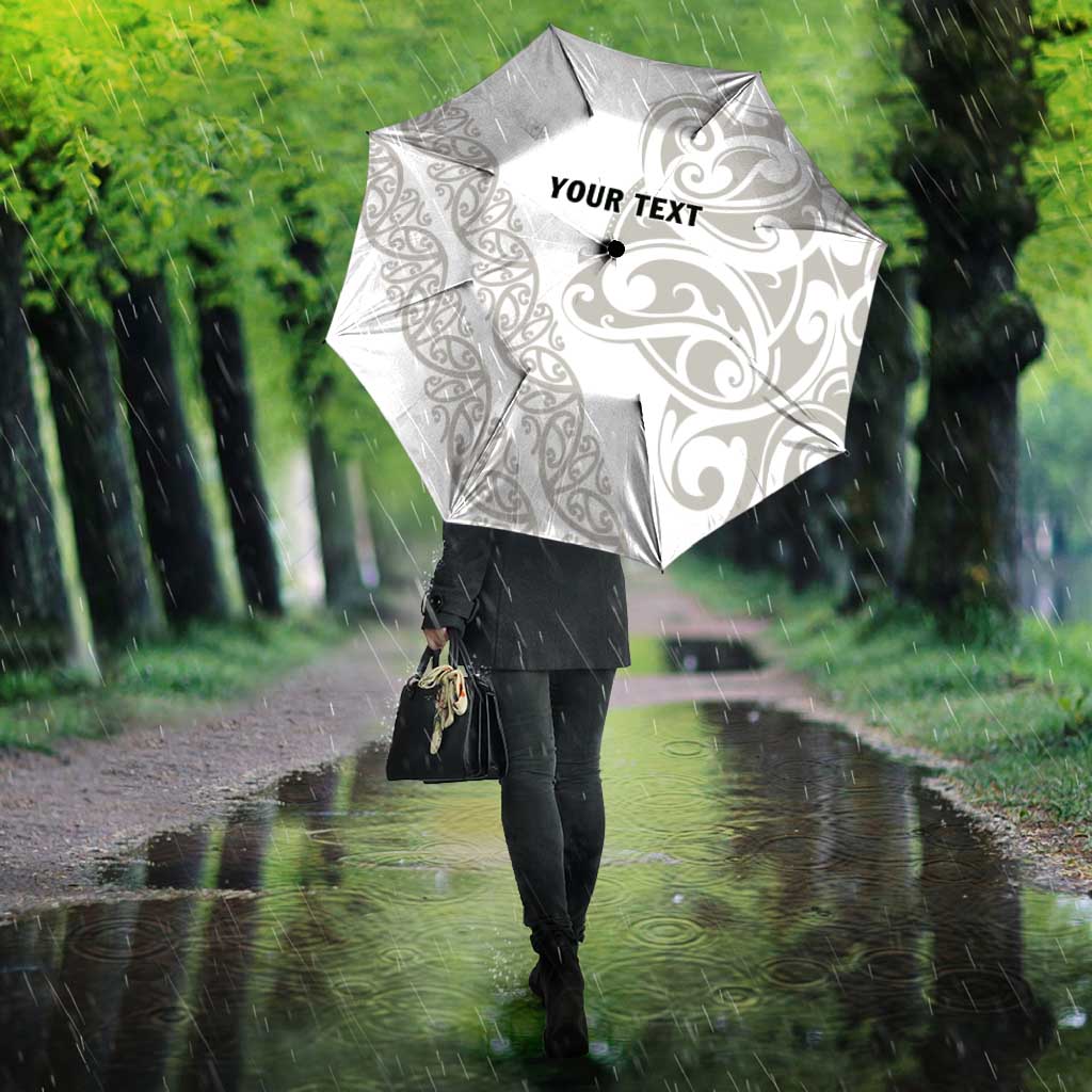 All White Maori Tribal Tattoo Personalised Umbrella Stone Gray Polynesian Style - Polynesian Pride