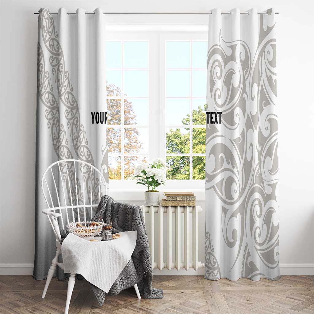 All White Maori Tribal Tattoo Personalised Window Curtain Stone Gray Polynesian Style - Polynesian Pride