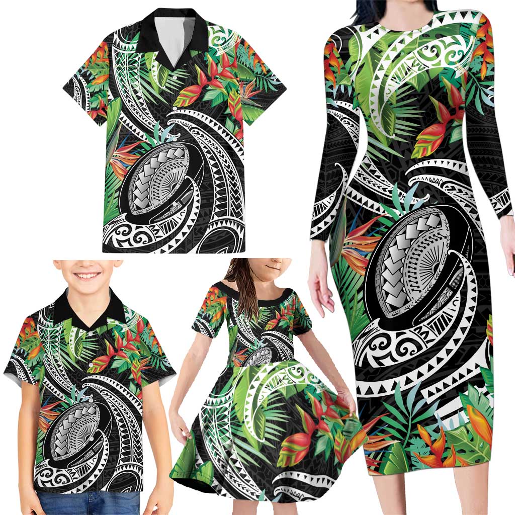 Polynesian Pacific Rugby Tribal Family Matching Long Sleeve Bodycon Dress and Hawaiian Shirt Tropical Vibe LT9 - Polynesian Pride