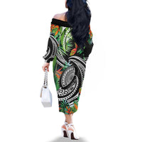 Polynesian Pacific Rugby Tribal Family Matching Off The Shoulder Long Sleeve Dress and Hawaiian Shirt Tropical Vibe LT9 - Polynesian Pride