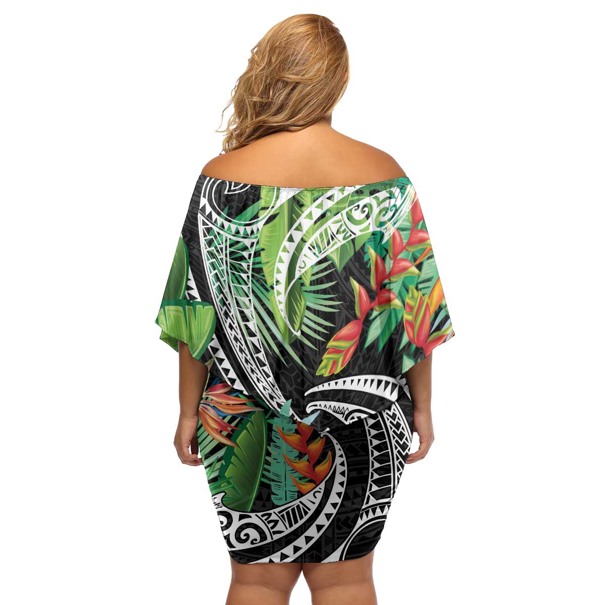 Polynesian Pacific Rugby Tribal Family Matching Off Shoulder Short Dress and Hawaiian Shirt Tropical Vibe LT9 - Polynesian Pride