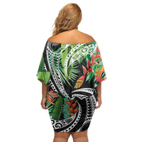 Polynesian Pacific Rugby Tribal Family Matching Off Shoulder Short Dress and Hawaiian Shirt Tropical Vibe LT9 - Polynesian Pride