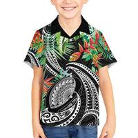 Polynesian Pacific Rugby Tribal Family Matching Summer Maxi Dress and Hawaiian Shirt Tropical Vibe LT9 Son's Shirt Black - Polynesian Pride